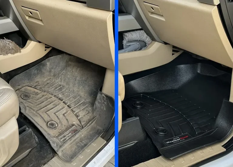 Before and after car detailing